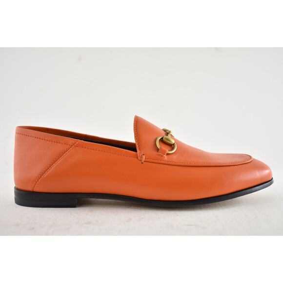 Gucci Brixton Collapsible Deep Orange Leather Horsebit Slipper Flat Loafer 36 - Picture 2 of 16
